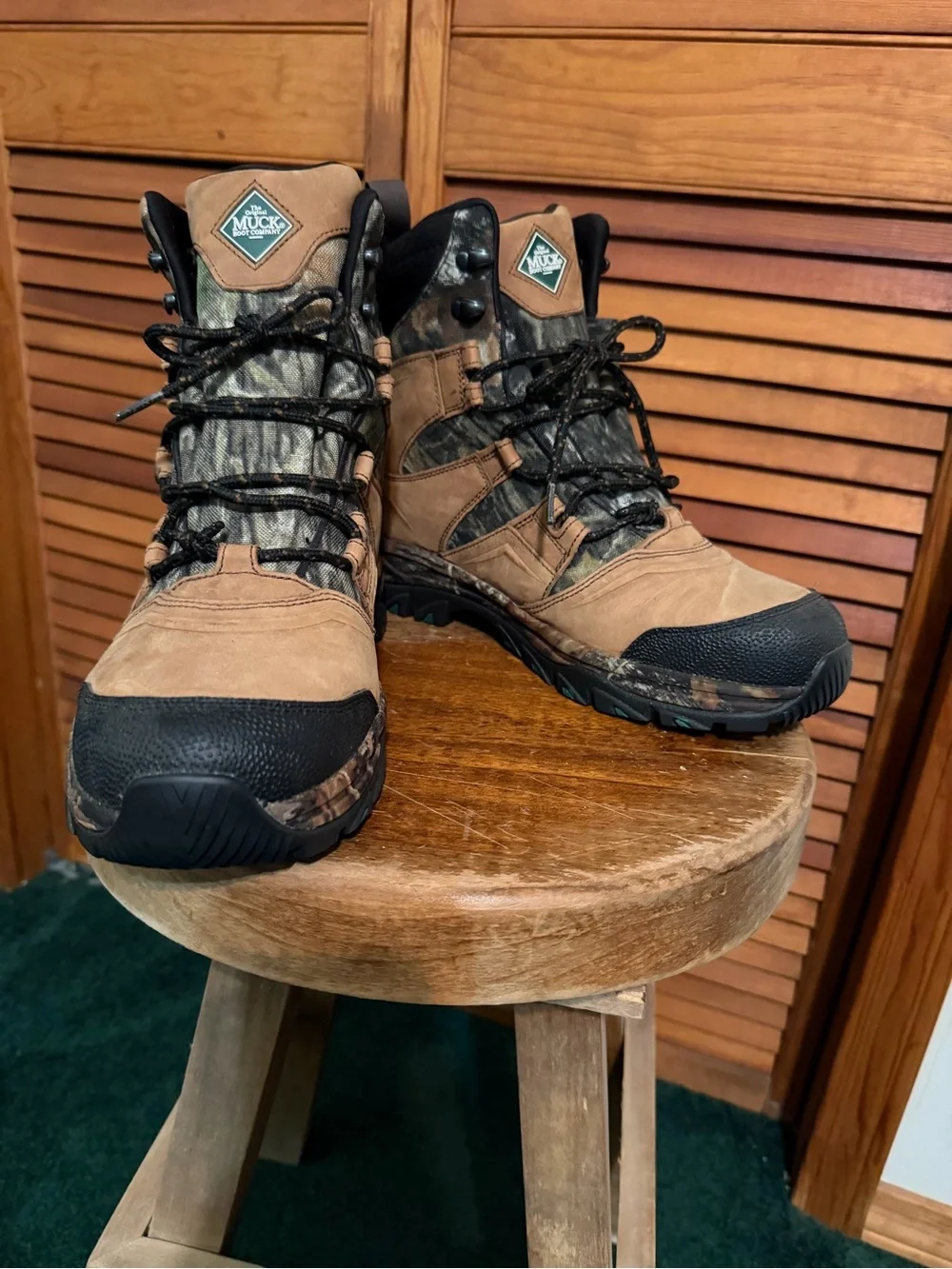 Men's Brown Camouflage Waterproof Hiking Boots, Rugged Trail Support